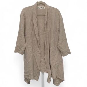 M. Rena Beige Double Gauze Open Front Short Sleeve Cardi